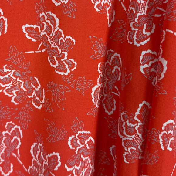 Collective Concepts Plus Size Zimmerman Tie Sleeve Blouse Orange Red Floral NWT - Picture 8 of 8